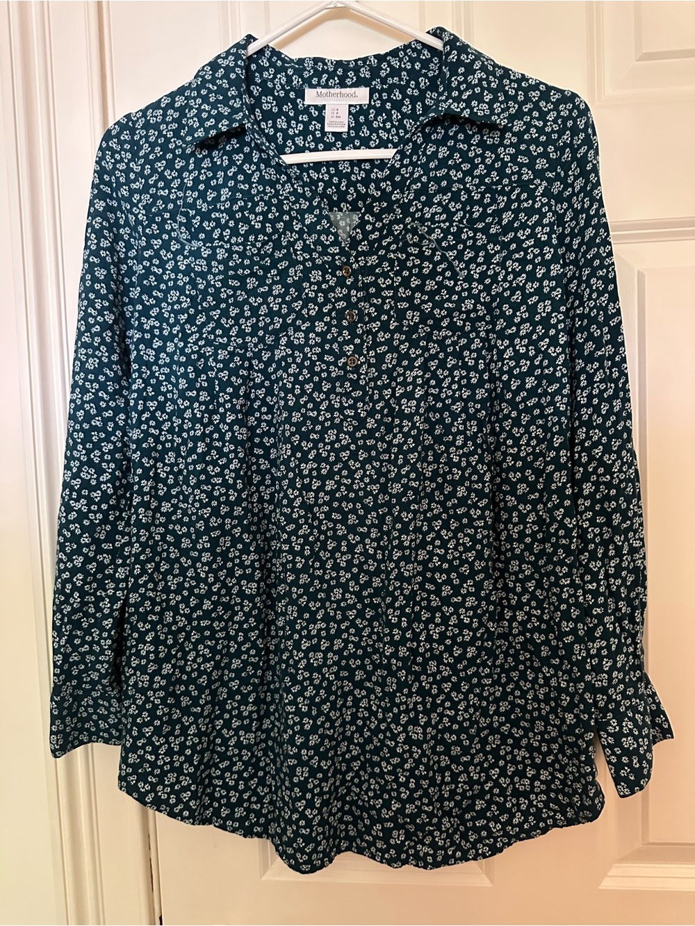 Motherhood Maternity Dark Blue Floral Button-Down Maternity Blouse